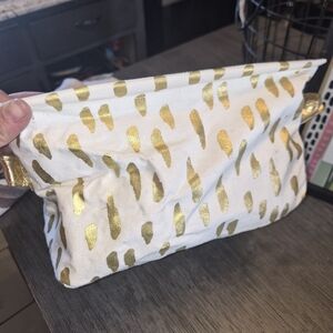 Gold and White Patterned Clutch